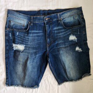 George Men's Cotton Jean Denim Shorts Size 40 Blue Knee Length